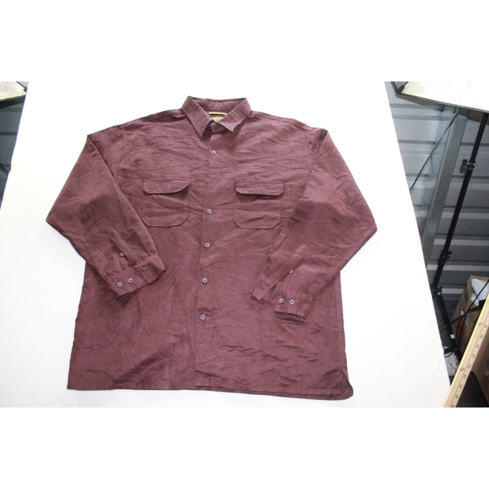 Bruno 2XL Tall Microfiber Shirt Mens Burgundy Long Sleeve 2 Pocket